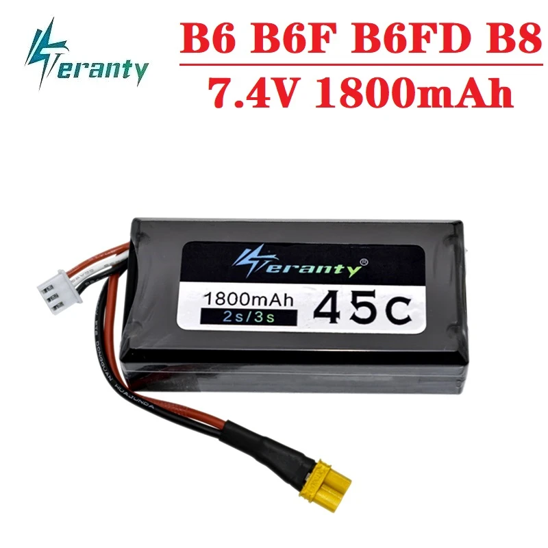 Upgraded B6 B6F B6FD B8 RC Drone Helicopter 7.4V 1800Mah Li-po Battery For MJX Bugs 6 Quadcopter Spare Parts 7.4v | Игрушки и хобби