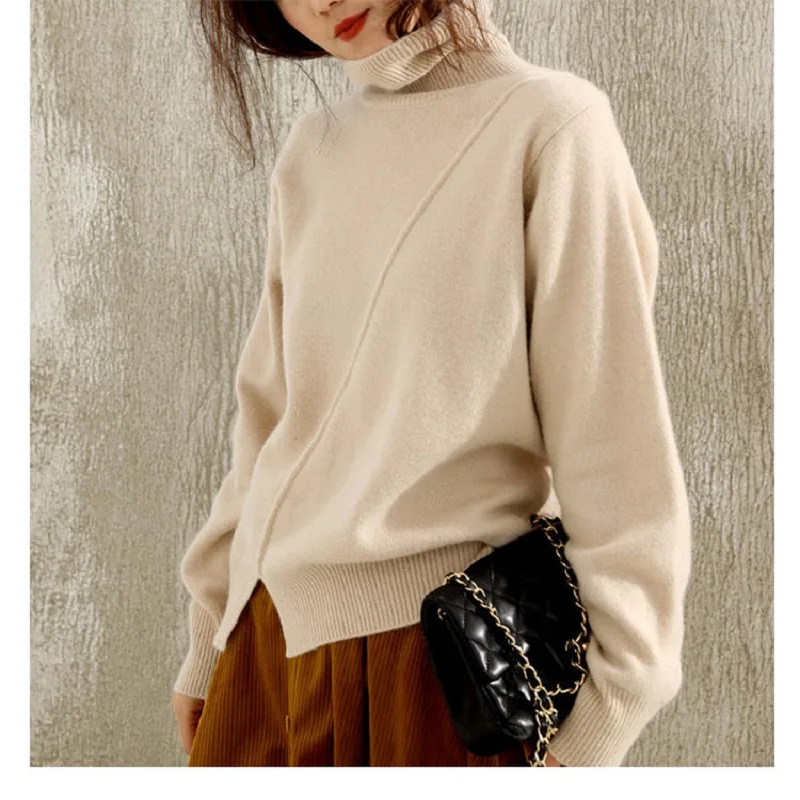 

2019winter new lazy wind turtleneck wool sweater women loose long-sleeved knit shirt wool outwear pullover female