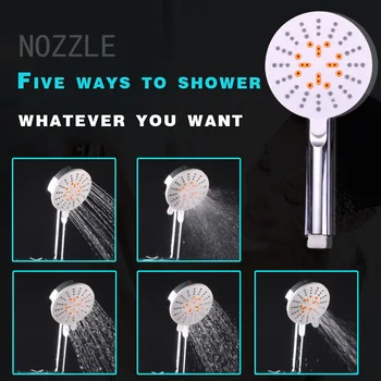 

Bathroom High Pressure Shower Handheld Water Saving Showers Head 5 Spray Modes and Steering Wheel Shape bath filter Showerhead