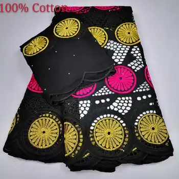

Black 5+2 Yards Dry Lace With Stones Swiss Voile Laces In Switzerland 2020 High Quality African Cotton Wedding Bride Material