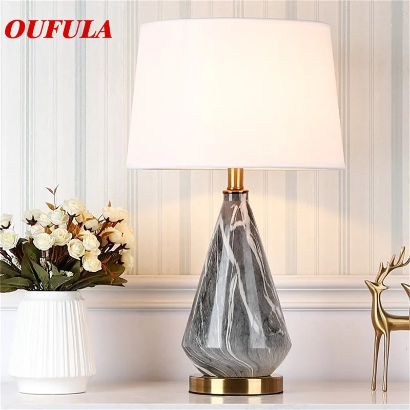 OUFULA Ceramic Table Lamps Desk Luxury  Modern Contemporary Fabric for Foyer Living Room Office Creative Bed Room Hotel
