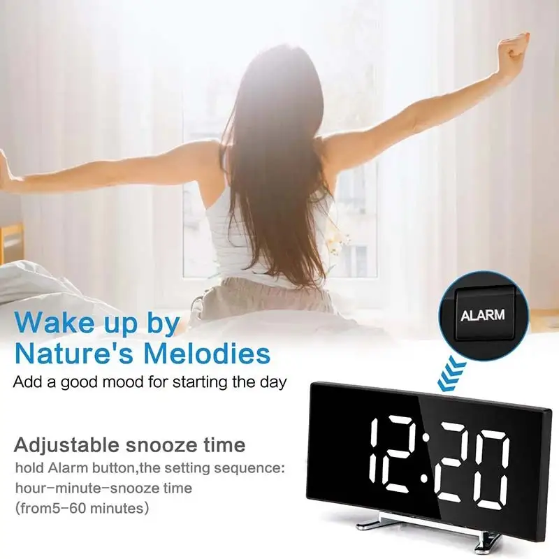 

Portable LED Alarm Clock Electronic Digital Desktop Clock Bedroom Big Watch Clock