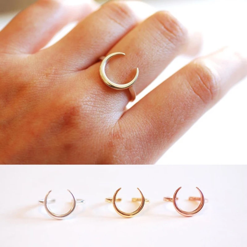 

ROMAD Real 925 Charms Sterling Silver Ring Fine Jewelry Moon Open Finger Ring For Women Wedding Rings anillos W3