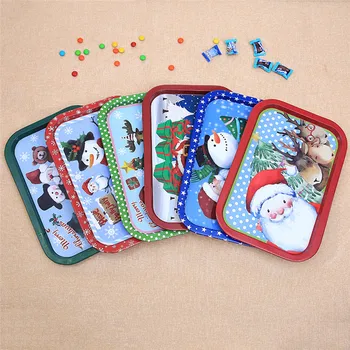 

Christmas decorations Santa Claus six color iron plate Christmas dessert fruit plate table tableware