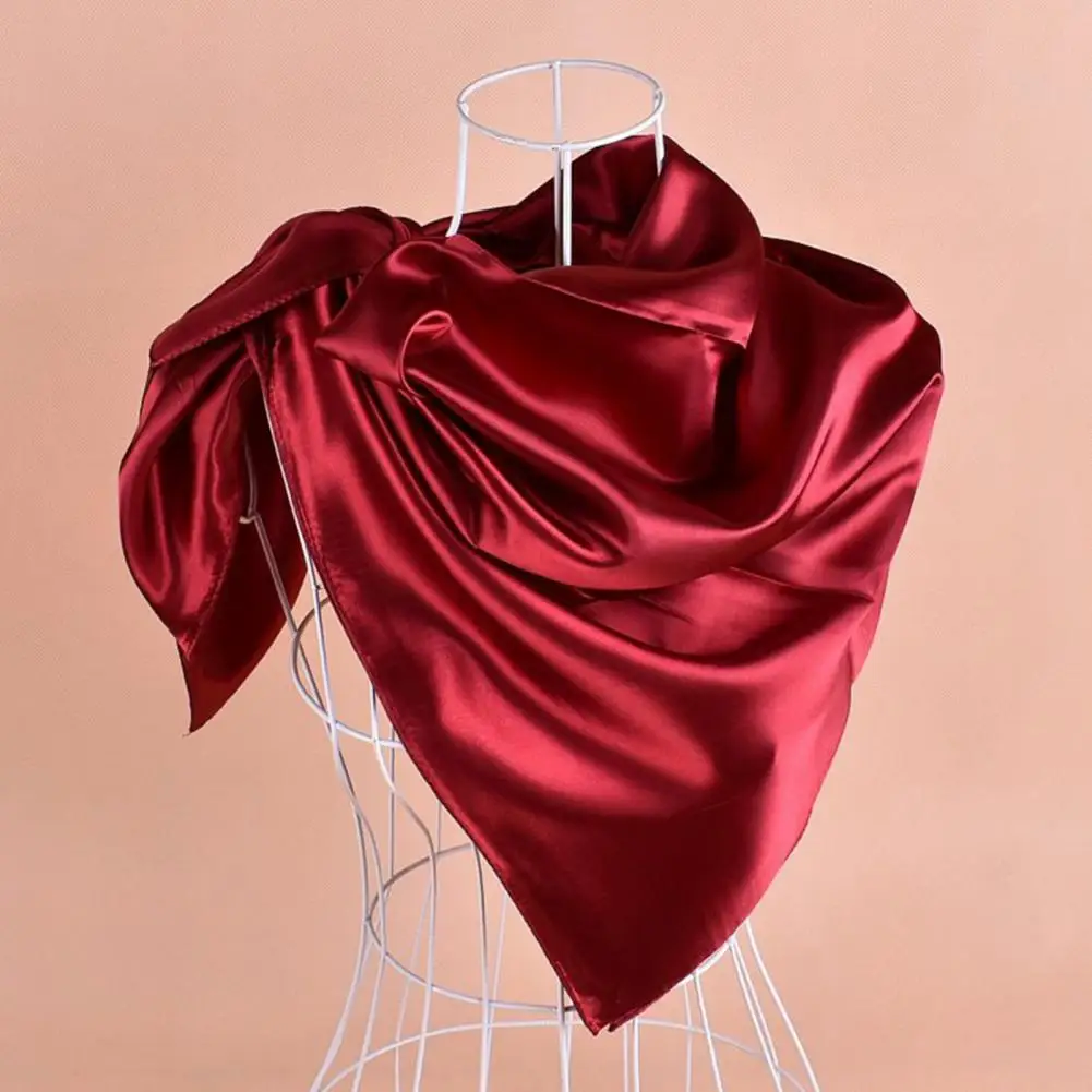 

Satin Scarf Solid Colors Neckerchief Hijab Scarf For Women Silk Satin Headband Hair Scarves 90cm Square Shawls For Lady