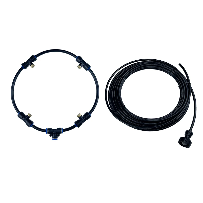 Fan Ring Mist System 1/4 Inch Misting Cooling Ring With Brass Sprinkler Nozzles Water Tap Adapter 4-6Nozzles PE Fan Ring 2