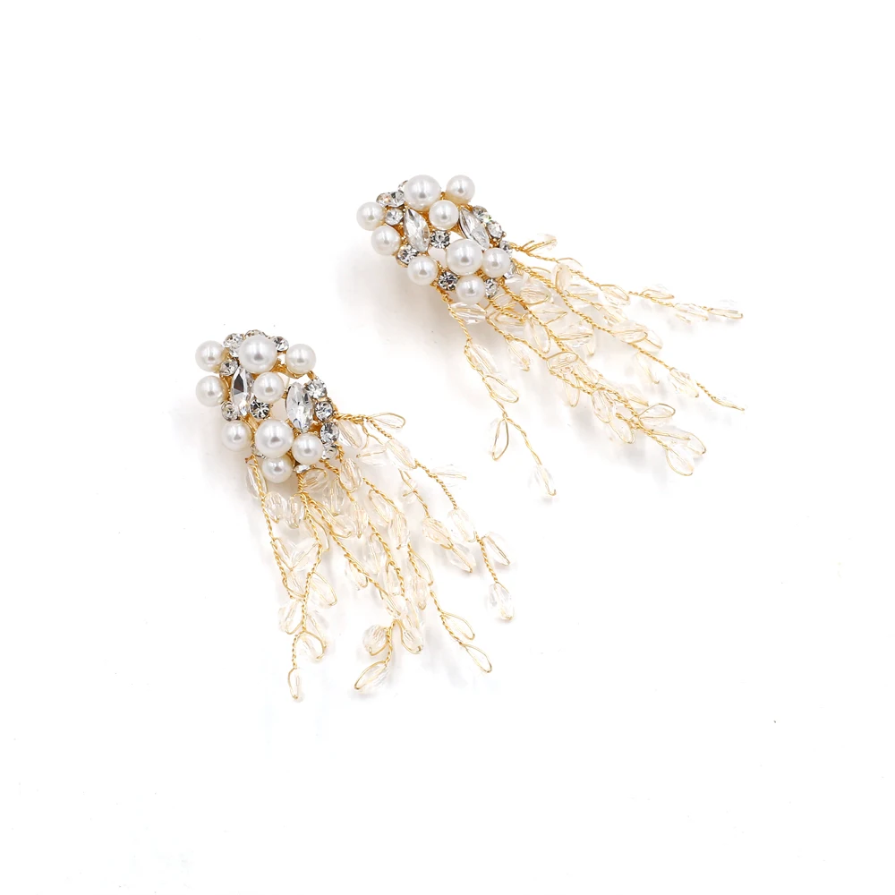 Vodeshanliwen ZA New Crystal Tassel Earrings For Women Fashion Imitation pearl Statement Big Earrings New Accessories