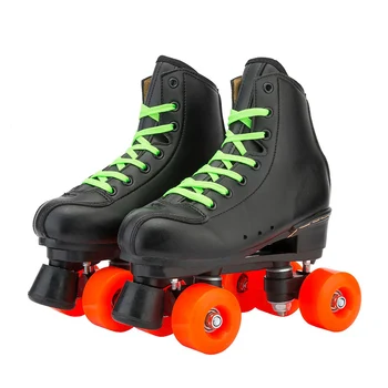 

Black Roller Skates Double Line Skates Women Men Adult Two Line Skate Shoes Patines With White PU 4 Wheels Patins