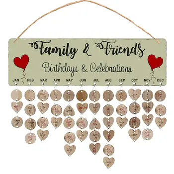 2021 New New Year Wooden Family Birthday Reminder Calendar Board Wall Hanging 2021 Decor 1