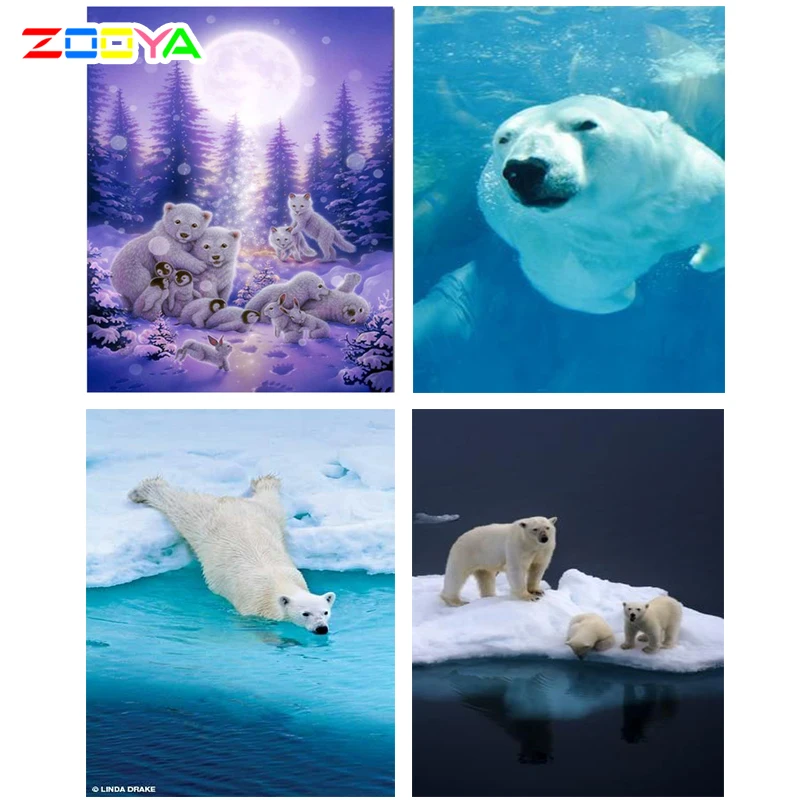 Алмазная живопись ZOOYA алмазная вышивка в виде медведя зайчика картины стразы