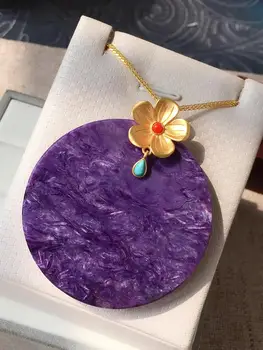 

Z307 Fine Jewelry Russia Origin 100% Natural 57*6.6mm Charoite Gemstone Female Pendant Necklaces Christmas Gift