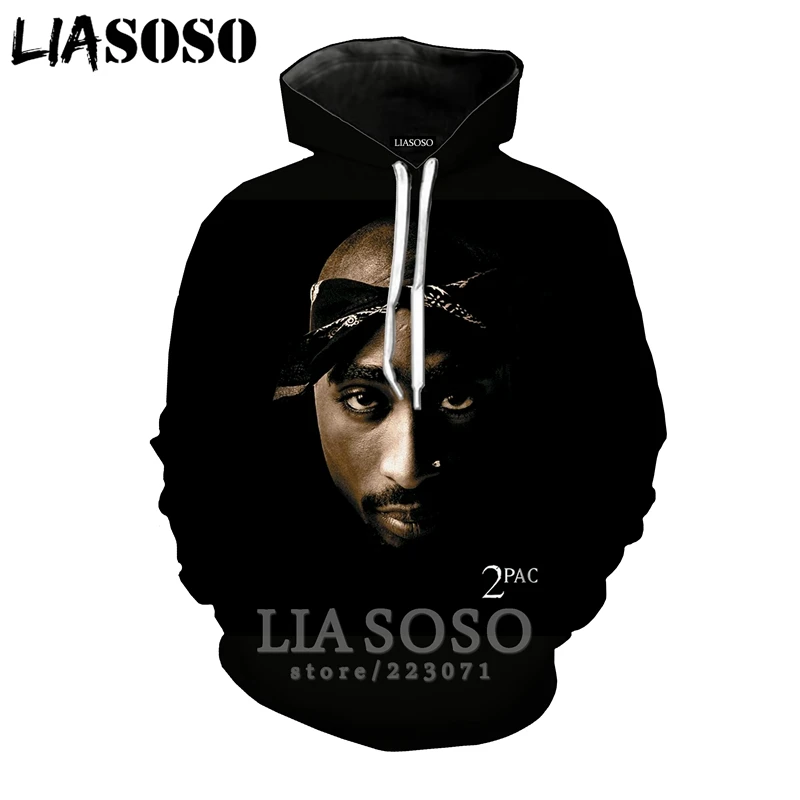 2Pac толстовки LIASOSO забавные для мужчин и женщин Аниме Толстовка 3D принт рэпер с длинным рукавом хип хоп Уличная Топ пуловер с круглым вырезом A295-15