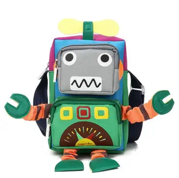

Children's canvas bag robot cartoon boys girls cross body bag primary and secondary school students mobile phone shoulder bag