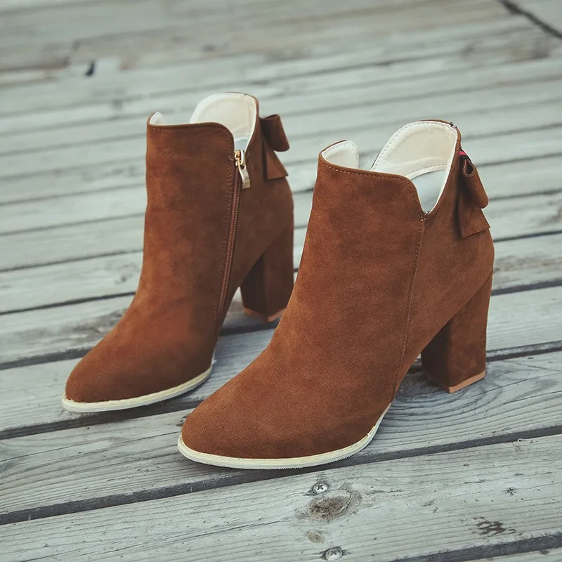

2018 Autumn And Winter New Style Dull Polish Short Boots Women's round-Toe High Heel Martin Boots Korean-style Versatile Student
