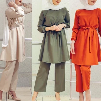 

Eid Two-piece Muslim Sets Abaya Turkish Tops Pants Vetment Femme Hijab Dress Abayas For Women Musulman Ensembles Islam Clothing