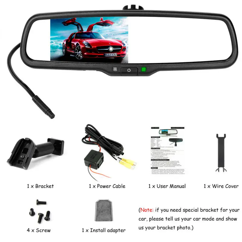 Специальный кронштейн HD 800*480 4 3 дюймов TFT lcd цифровой экран автомобильная парковка