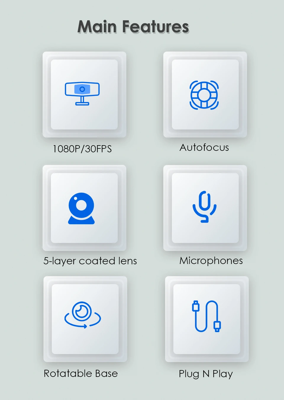 HD 1080P Webcam, PAPALOOK AF925 Autofocus Web Camera With Microphone 5-layer Glass Len, USB Plug Webcam For Computer Mac Laptop