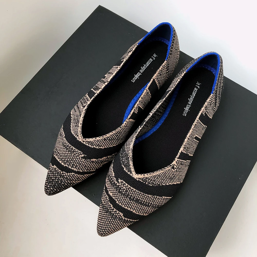 Women Summer Casual Shoes Knitting Ethnic Fabric Soft Women Flats Shoes Slip on Doctor Nurse Workers Loafers 4
