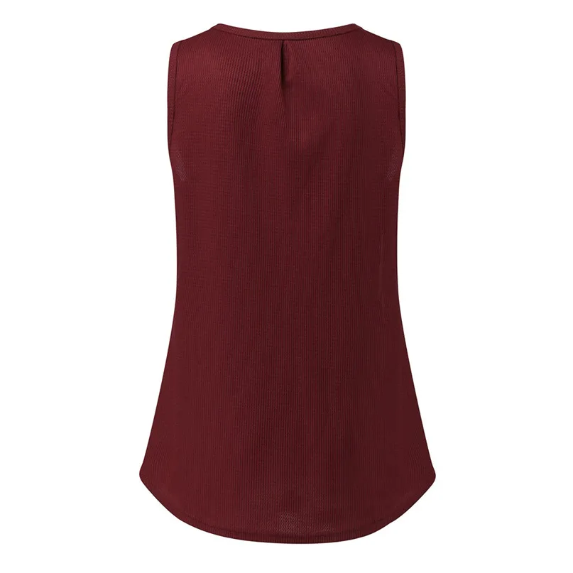 Womens V Neck Tank Tops Waffle Knit Sleeveless Tunic Casual Pleated Back Loose Shirts Tops Comfortable 40D30 (11)