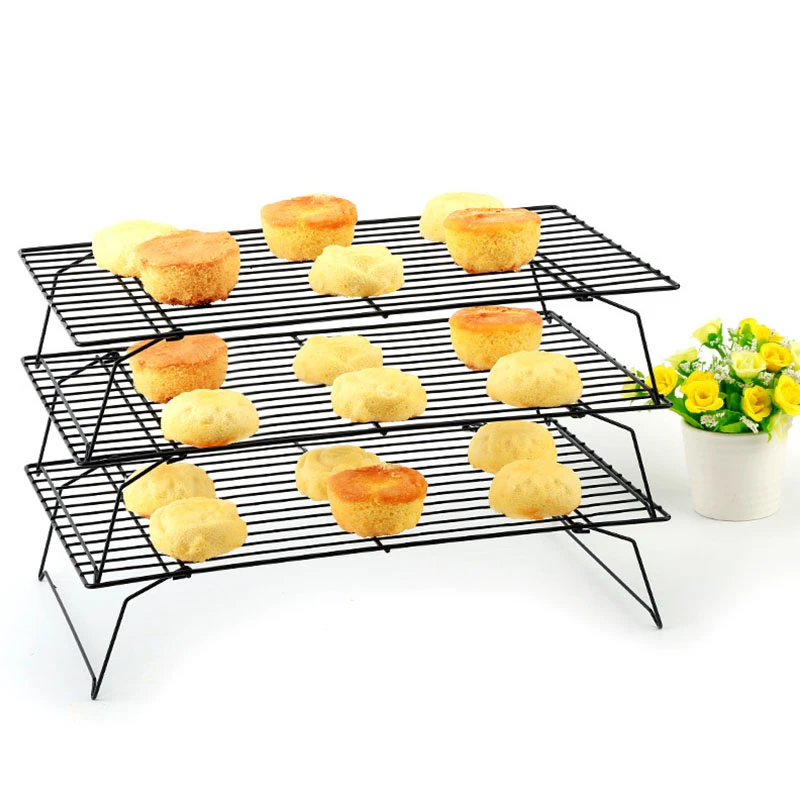 

3pcs/set Nonstick Metal Cake Cooling Grid Rack Net Cookies Biscuits Bread Muffins Drying Stand Holder Kitchen Baking Tray Tools