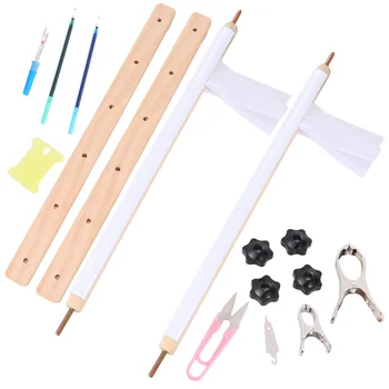 

1 Set Square Wooden Embroidery Shelf Adjustable Handheld Embroidery Solid Wood Cross Stitch Frame with Cross Stitch Accessories