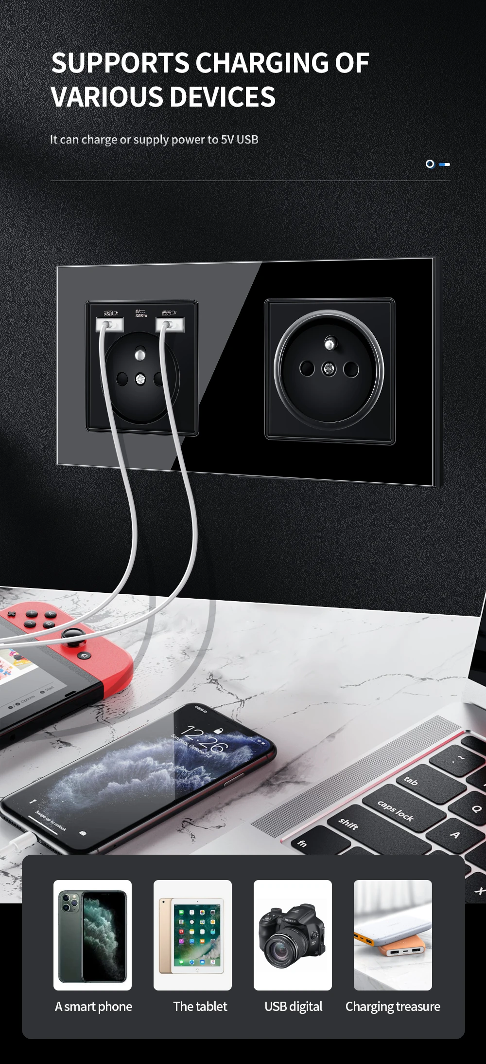 Tomada de Parede Tomada de Alimentação com Dupla Tomada de Energia com Usb Proteção de Segurança Bonda Francês Padrão Casa Carregador 172*86mm Crianças 2 de alimentação com dupla casa carregador tomada
