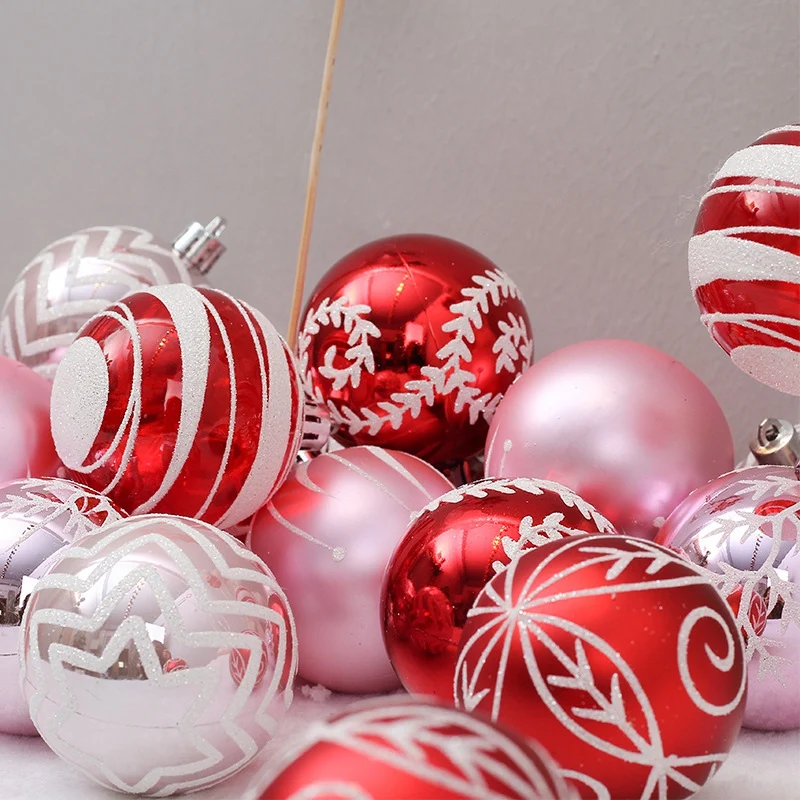 24Pcs Painted Mixed Christmas Tree Decor Balls Xmas Party Window Home Furnish Christmas Hanging Ball Ornament Decoration