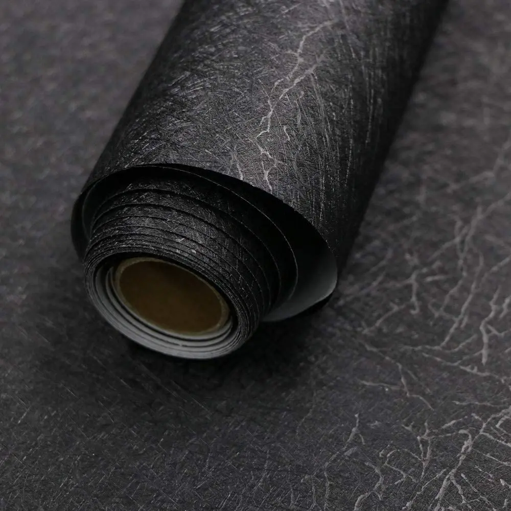 Black Silk Wallpaper Embossed Self Adhesive Waterproof Contact Paper Peel and Stick Decor Cabinet Furniture Countertop Stickers