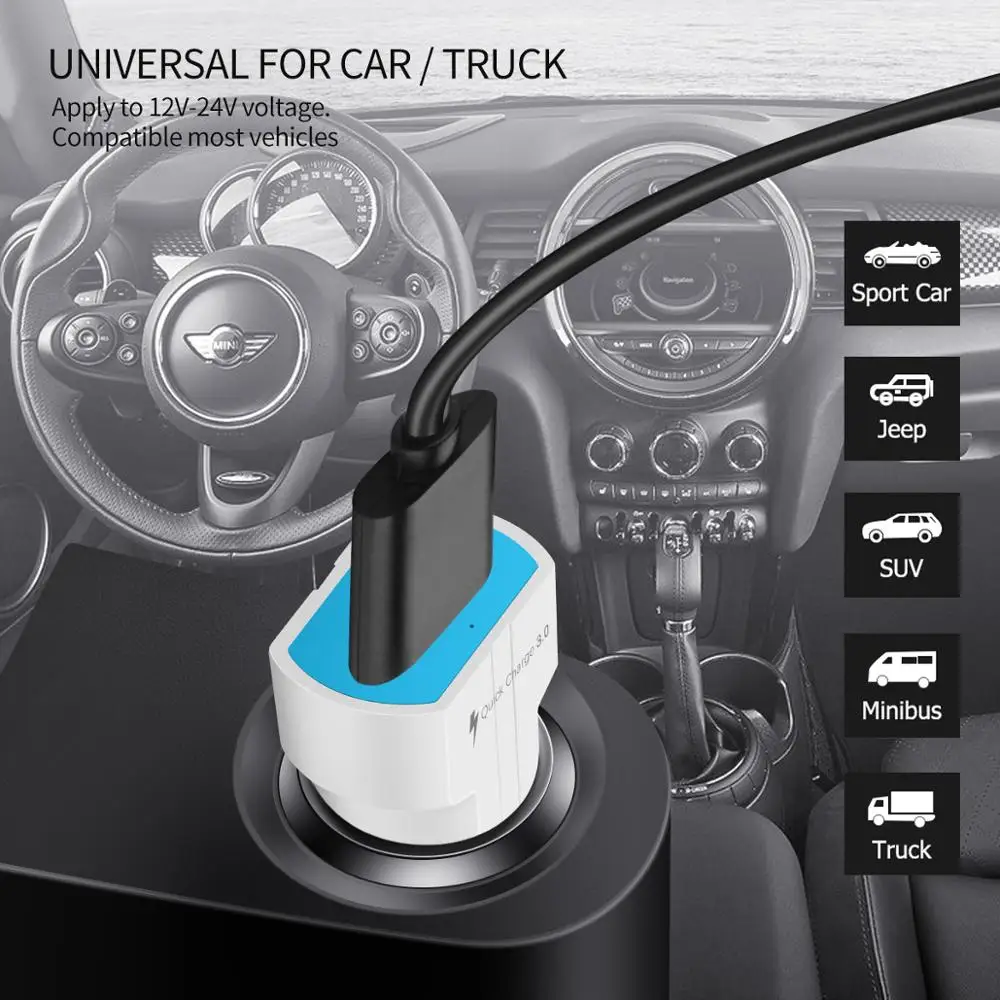Быстрая зарядка 3,0 одно usb Автомобильное зарядное устройство QC3.0 USB адаптер зарядное устройство для мобильного телефона 5V 2.4A Мини Автомобильное зарядное устройство для iphone 8 x