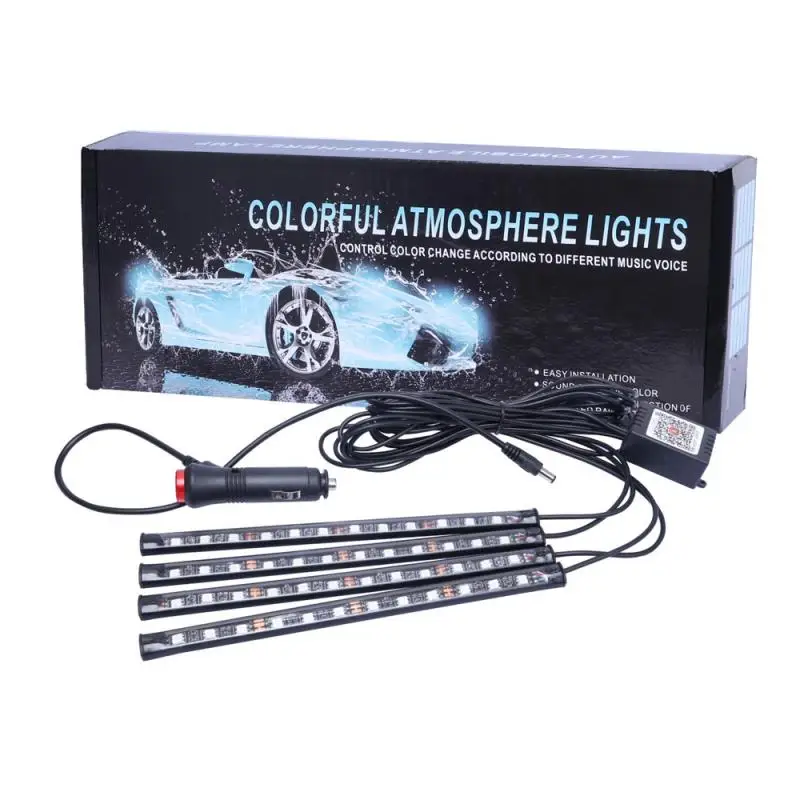 

Car Atmosphere Light Bluetooth Control Music Rhythm Light One Drag Four APP Foot Light