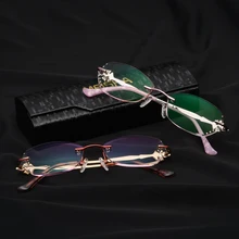 Алмазные очки для близорукости из чистого титана женские бескаркасные очки с градиентными линзами