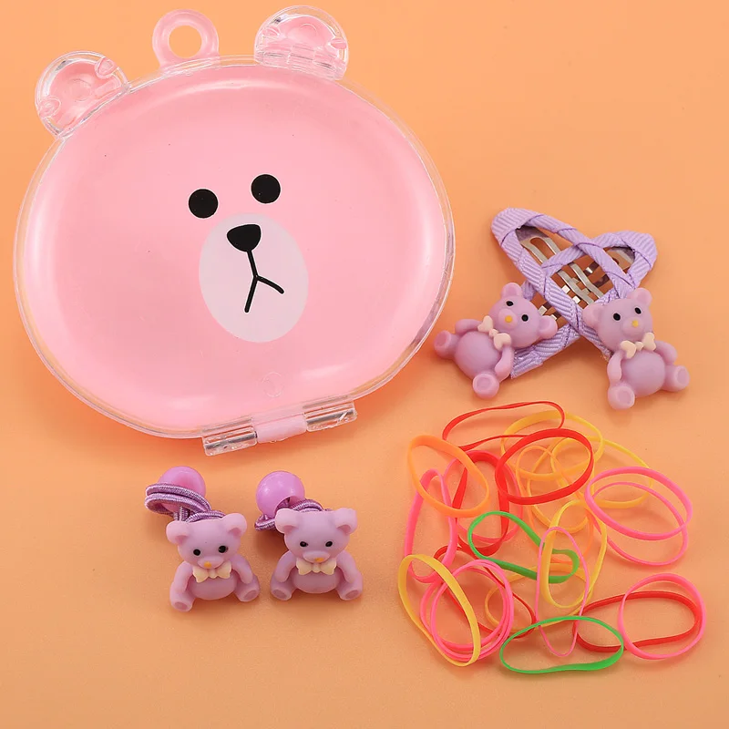 1 коробка акриловые hello kitty с эластичными лентами для волос заколки для волос около 10 шт. резинка для волос Детские аксессуары Kawaii - Цвет: Bear series