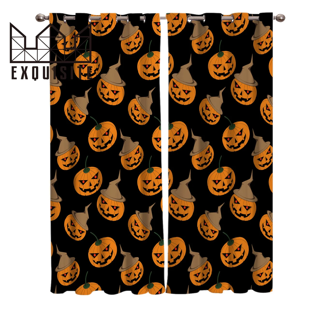 Exquisite House Halloween Cartoon Pumpkin Room Curtains Window Bathroom Kitchen Indoor Decor Swag Kids | Дом и сад