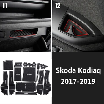 

For Skoda Kadiaq 2017 2018 2019 Rubber Slot Pad Non-slip Cup Mats Silica Gel Anti Slip Door Groove Mat Car Styling Accessories