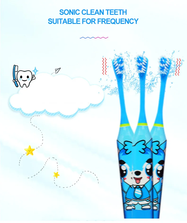 Детская электрическая зубная щетка, зубная щетка с мультипликационным рисунком, двухсторонняя зубная щетка, электрическая зубная щетка с аккумулятором для детей