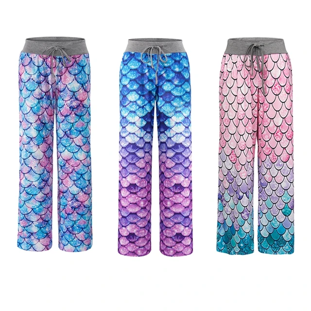 US $9.40 Women Sleep Bottoms Fish Scale Cotton Pajama Pants Female Ladies Spring Autumn Leisure Daily Casual