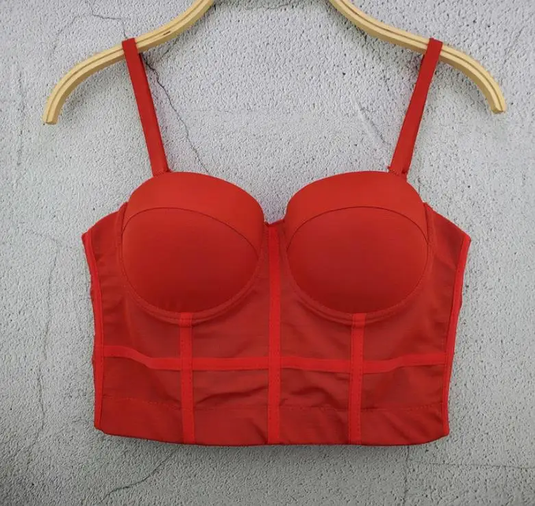red bustier crop top