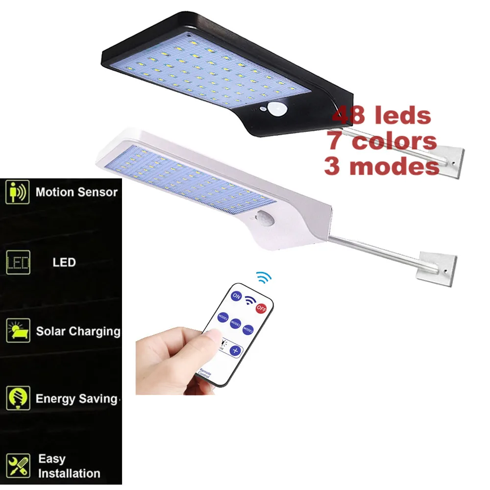 

48 LEDs Solar light with Dual Motion Sensor lamp path light Outdoor Waterproof Lampara Patio Garden Landscape night light remote