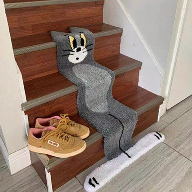 60x90cm/70x120cm Creative tom Cat Carpet Cartoon Stair Rug Funny Anime Carpet 3D Printed Bedroom Floor Mats Home Decor 1