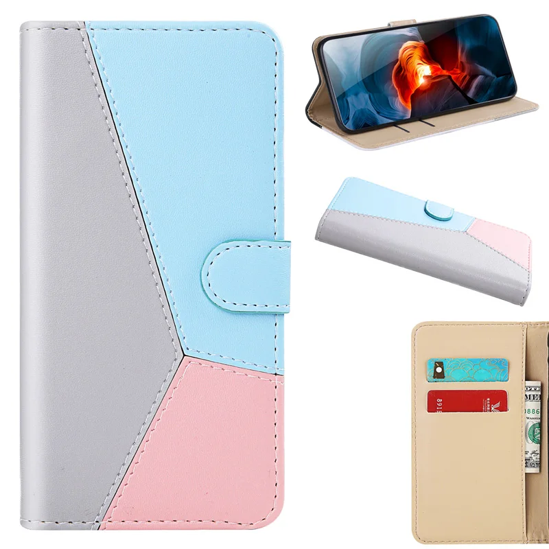 

Color Block Leather Case For Samsung S10 Phone Case For Samsung Galaxy S10 Lite S9 S8 Plus S7 Edge Note 10 Plus Flip Cover