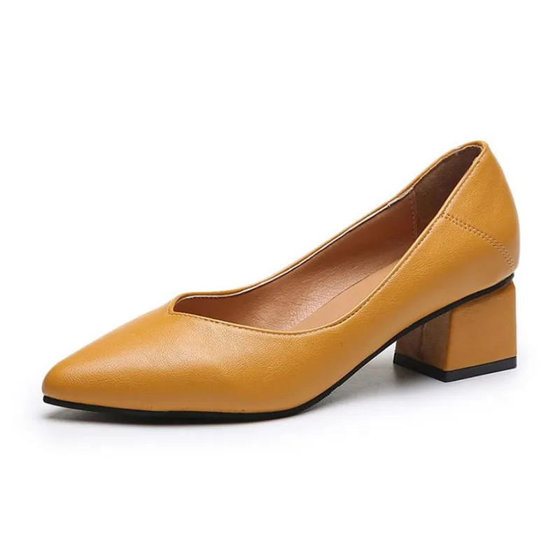 Taoffen/4 цвета; офисные женские туфли-лодочки; Лидер продаж; весенние вечерние свадебные туфли на высоком каблуке; женские туфли-лодочки с острым носком в стиле ретро; Размеры 35-40 - Цвет: Цвет: желтый