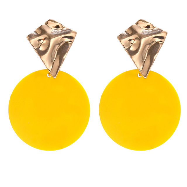 Black Round Metal Earring for Women Gold Shiny Smooth Long Drop Earrings 2019 Fashion Statement Jewelry Pendientes Bijoux
