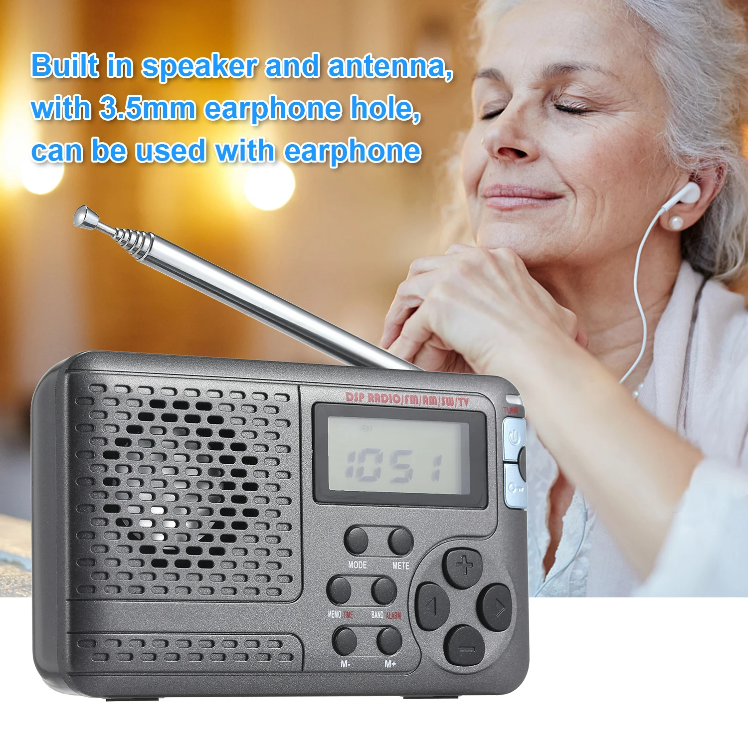 Портативное радио AM/FM/SW карманное с ЖК экраном многополосный цифровой стерео