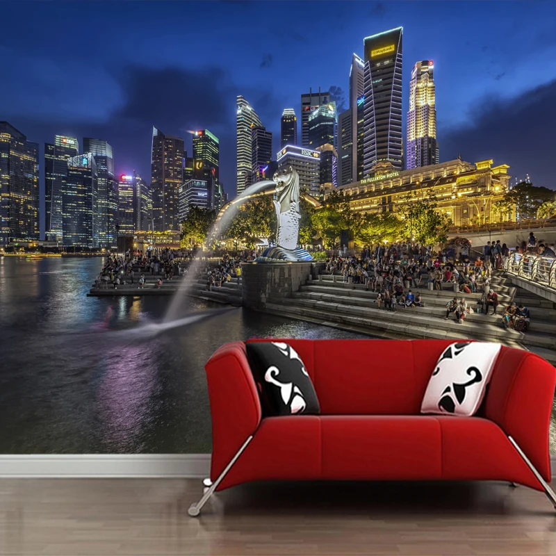 Papel De Parede Personalizado 3d Murales Nocturnos De La Ciudad