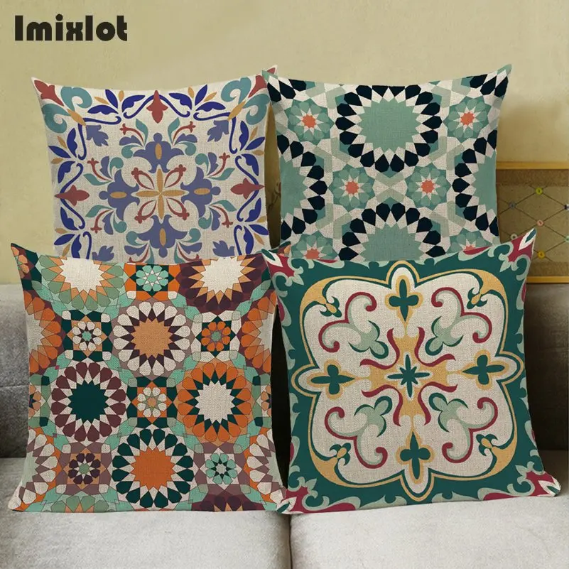 Cotton Linen Cushion Covers Bohemia Sofa Waist Pillow Pillowcase Home Decor Car Office Decorative Throw Pillow Case Pillowcover