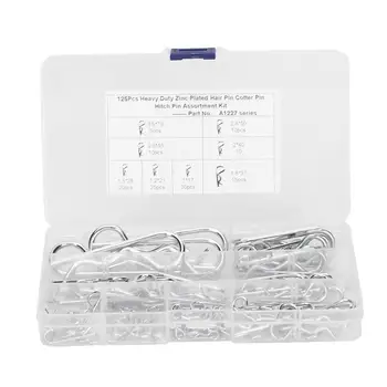 

Auto Fastener Clip 125PCS Anti-Rust Carbon Steel Hair Pin Hitch Retaining R Clip Cotter Kit Corrosion Resistant Car Accessories