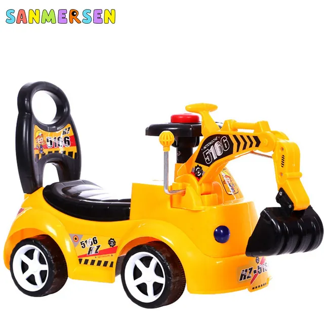 2020 Baby Balance Walker Car Large Excavator Baby Ride On Car Simulation Electric Excavator Toys Music Walker Scooter 4 Wheels 5