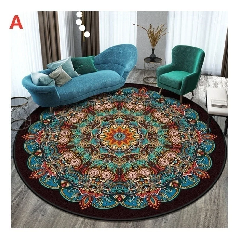 Bohemia Style Round Carpet Bedroom Bedside Bathroom Computer Chair Antislip Rug Romantic Home Decor
