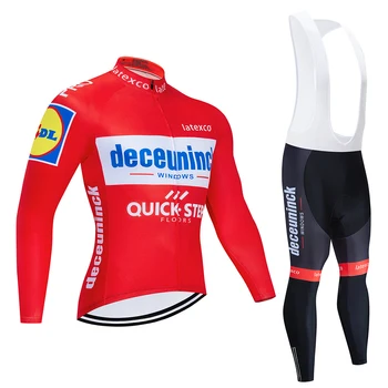 

QUICK STEP Team Cycling jersey Long sleeve kit clothes bike clothing bib Pants 19D gel pad ropa ciclismo uniformes bicycle