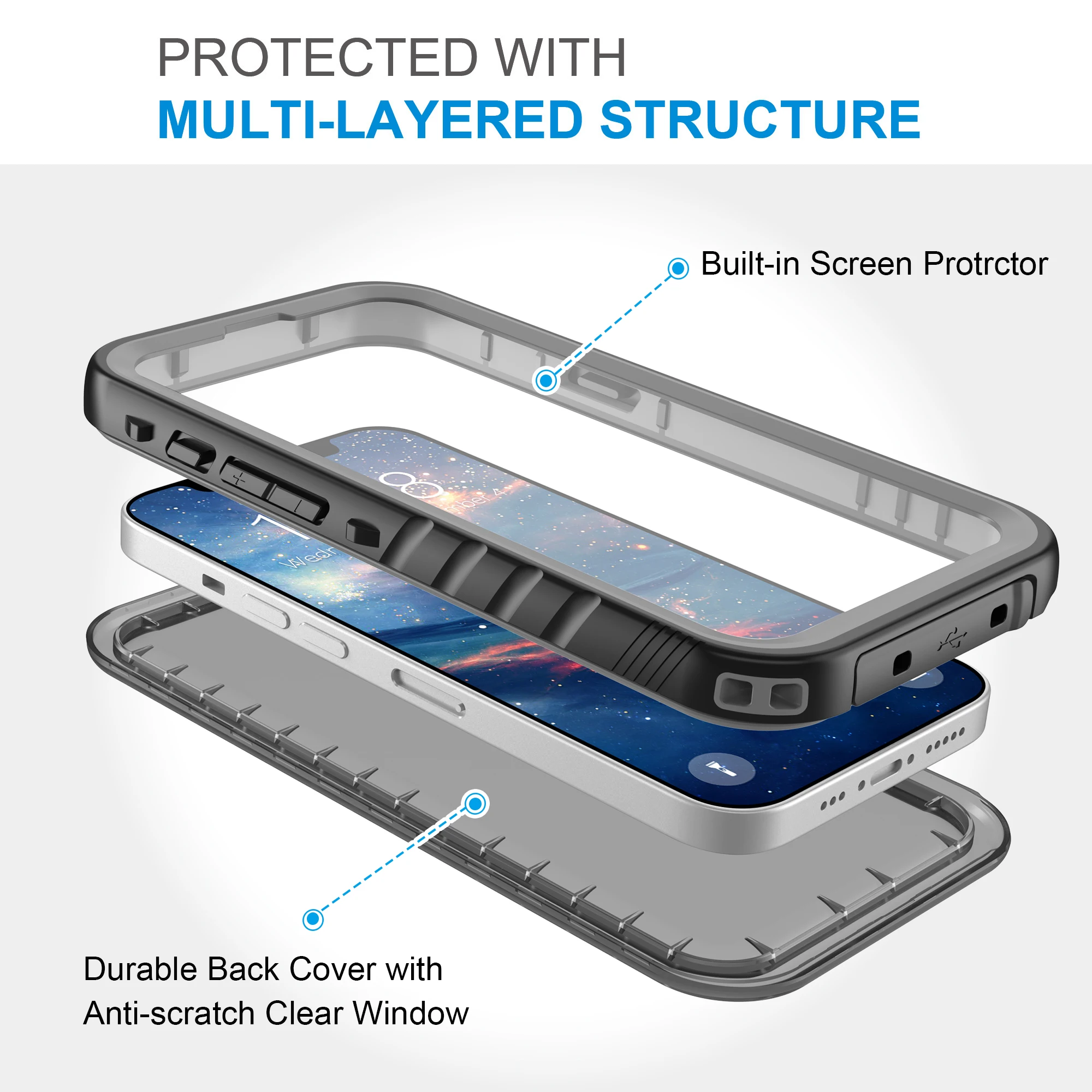 SPORTLINK Waterproof Underwater Phone Case with Built-in Screen Protector
